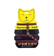 Шлея для котів Collar з повідцем шкіряна Ш 12 мм Д 122 см коричнева (05466)