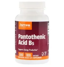 Вітамін Jarrow Formulas Пантотенова кислота (B5) Pantothenic Acid, 500 мг, 100 капсу (JRW-18010)