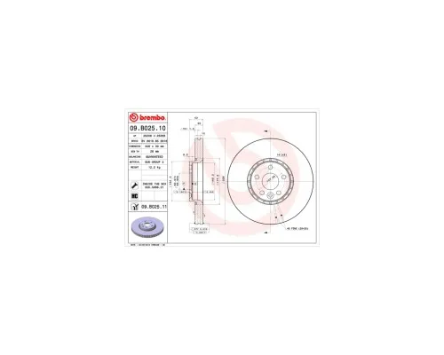 Гальмівний диск Brembo 09.B025.11