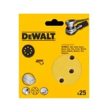 Наждачний папір DeWALT самоклеюча d=125мм, зерно 60, для ексцентрикових шліфувальних машин, 25шт. (DT3112XM)