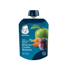 Дитяче пюре Gerber Яблуко Слива Морква 90 г (7613036345903)