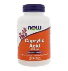 Жирні кислоти Now Foods Каприлова Кислота 600 мг, Caprylic Acid, 100 желатинових капсу (NOW-03347)