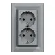 Розетка Schneider Electric ASFORA із заземленням подвійна сталь 16А (EPH9900162)