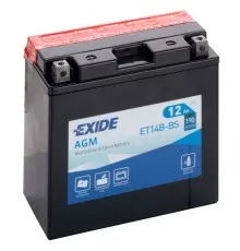 Акумулятор автомобільний EXIDE Акумулятор Мото EXIDE AGM 12Ah (+/-) (190EN) (д150*ш70*в145) ET14B-BS (ET14B-BS)