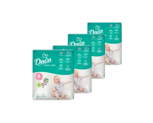 Підгузки Dada Extra Soft Extra Розмір 6 Large (16+ кг) 4 упаковки по 38 шт (152 шт) (4820174989576)