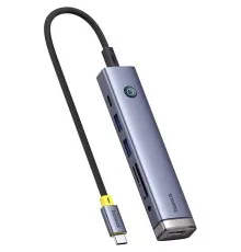 Концентратор Baseus USB-C 7-Port HDMI 4K60Hz + 2xUSB 3.0 + PD + SD/TF 3.0 + 3.5mm gray (B00052803811-02)