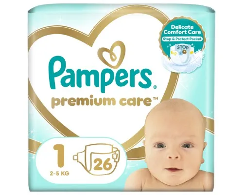 Підгузки Pampers Premium Care Розмір 1 (2-5 кг) 26 шт (8001841104614)