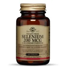 Мінерали Solgar Селен, (селенометіонін), Selenium, Yeast-Free, 200 мкг, 100 (SOL02557)