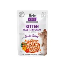 Вологий корм для кішок Brit Care Cat pouch для кошенят 85 г (філе індички в соусі) (8595602540532)