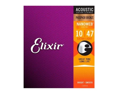 Струни для гітари Elixir 16002 Nanoweb Phosphor Bronze Acoustic Extra Light (10-47) (240661)