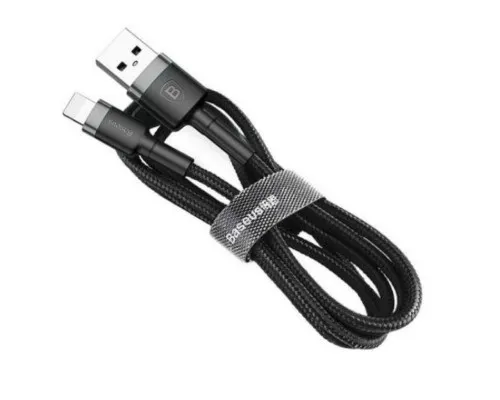 Дата кабель USB 2.0 AM to Lightning 2.0m Cafule 1.5A gray+black Baseus (CALKLF-CG1)