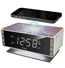 Настільний годинник Technoline з радіо WT487 Wireless Mobile Charging White/Brown (DAS302715)