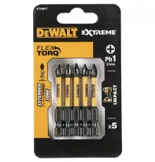 Набір біт DeWALT IMPACT TORSION, ударні, Philips, Ph1, L=57 мм, 5 шт (DT7997T)