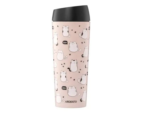 Термокружка Ardesto Coffee Time Animals Cats 450мл, нержавіюча сталь, коричневий (AR2645FC)