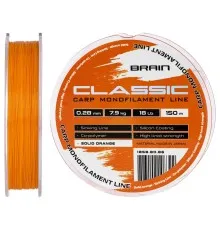 Волосінь Brain Classic Carp Line (solid orange) 150m 0.28mm 18lb 7.9kg (1858.80.86)