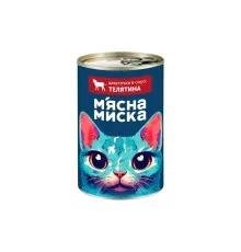 Консерви для котів М'ясна Миска шматочки в соусі з телятиною 415 г (4820255192161)