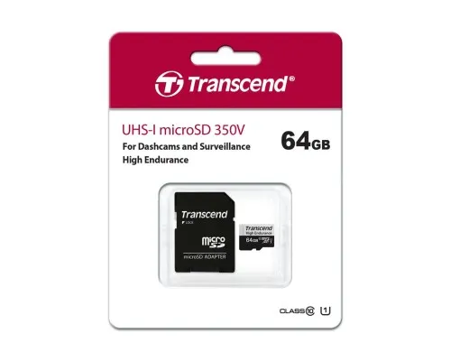 Карта пам'яті Transcend 64GB microSDXC class 10 UHS-I U1 High Endurance (TS64GUSD350V)