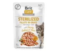 Вологий корм для кішок Brit Care Sterilized Fillets in Gravy Savory Salmon and Tuna (8595602565290)