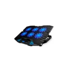 Підставка до ноутбука IceCoorel 10-17", 6*70mm 1800 RPM, 2*USB, + LCD, 365*297*30mm, Black (K8)