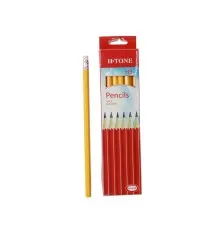Олівець графітний H-Tone НВ, з гумкою, жовтий, уп. 12 шт (PENCIL-HT-JJ30105B)