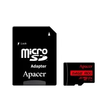 Карта пам'яті Apacer 64GB microSD class 10 UHS-I V10 A1 (AP64GMCSX10UB-R)