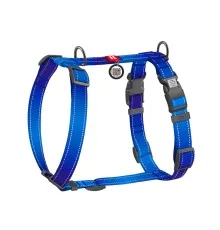 Шлея для собак WAUDOG Nylon Mono H-подібна з QR паспортом, світловідбивна, М синя (545712)