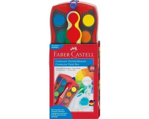 Акварельні фарби Faber-Castell CONNECTOR "Скріплюй разом" 24 кольора, з кроючими білилами (125031) (32268)