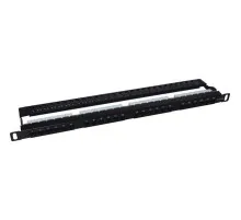 Патч-панель 19" 24xRJ-45 STP cat.5e, 0.5U, with cable organizer Kingda (KD-PP41-STP-C5e-24P-0.5U)