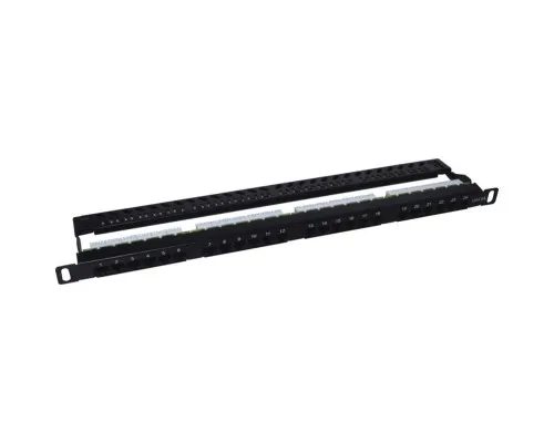 Патч-панель 19" 24xRJ-45 STP cat.5e, 0.5U, with cable organizer Kingda (KD-PP41-STP-C5e-24P-0.5U)