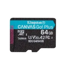 Карта пам'яті Kingston 64GB microSDXC сlass 10 UHS-I U3 V30 A2 Canvas Go Plus G4 (SDCG4/64GBSP)