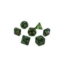 Набір кубиків для настільних ігор Games 7 Days Pearl 7 Dice Set - Dark Green (w-gold) (g7dpearl12)