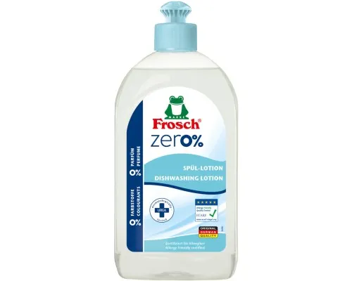 Засіб для ручного миття посуду Frosch Zero Sensitiv 500 мл (4009175947635)