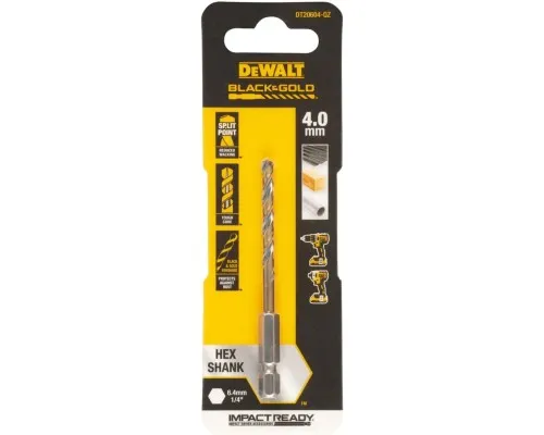 Свердло DeWALT по металу EXTREME IMPACT Black&Gold, HSS-G, 4 х 80 х 31,5 мм, 1 шт. (DT20604)
