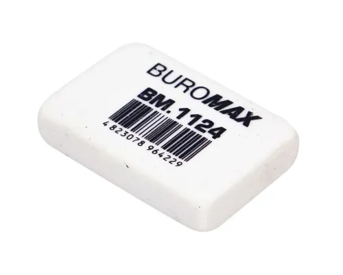 Гумка Buromax L прямокутна, 36х23х8 мм прямокутна, біла (BM.1124)