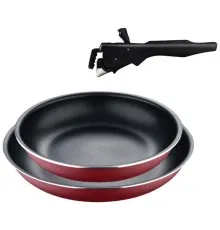 Набір сковорідок Bergner Click & cook, зі знімною ручкою, 22/26 см, червоний (BG-31605-RD)