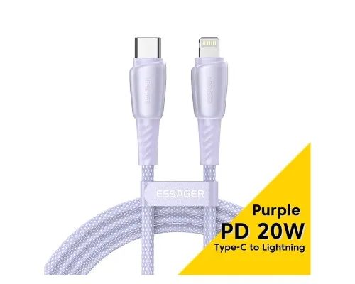 Дата кабель USB-C to Lightning 1.0m 3A purple Essager (EXCTL-CH05)