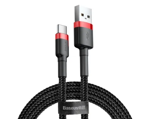 Дата кабель USB 2.0 AM to USB-C 1.0m Cafule 3A red+black Baseus (CATKLF-B91)