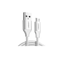 Дата кабель USB 2.0 AM to Micro 5P 2.0m US290 3A 18W Nickel Plating White Ugreen (60153)