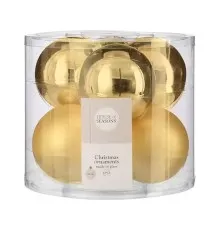 Ялинкова іграшка House Of Seasons Скляні кульки 6 шт D8 см Золоті (8718861972597)
