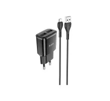Зарядний пристрій HOCO C88A Star round 2xUSB + cable Micro 12W Black (6931474749529)