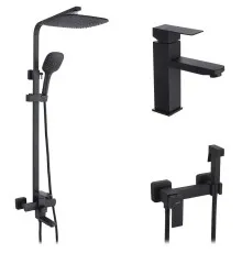 Душовий гарнітур Kroner Edelstahl Kubus-SCH063 + змішувач Edelstahl Kubus-SCH010 + змішувач Edelstahl Kubus-SCH052 (CVS30184)
