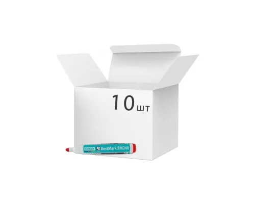 Маркер Stanger для сухостираємих дощок, 1-3 мм червоний 10 шт (MARKER-BOA-STM240R10)