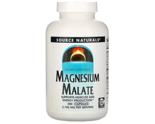 Мінерали Source Naturals Магній малат, Magnesium Malate, 200 капсул (SNS-01600)