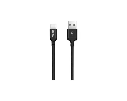 Дата кабель USB 2.0 AM to USB-C 2.0m 2A nylon X14 black HOCO (6957531062929)