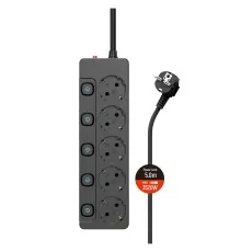 Мережевий фільтр живлення ColorWay CW-PSEA55SBK 5 розеток5м (CW-PSEA55SBK)