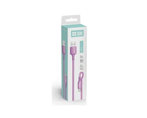 Дата кабель USB 2.0 AM to Type-C 1.0m soft silicone violet ColorWay (CW-CBUC044-PU)