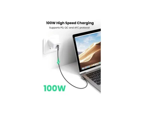 Дата кабель USB-C to USB-C 2.0m 5A 100W US335 90-degree Space Gray Ugreen (70698)