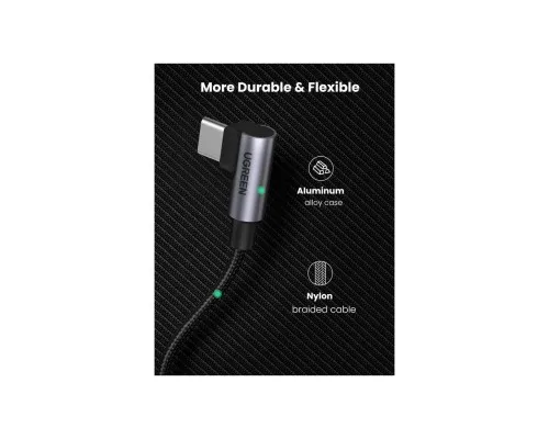 Дата кабель USB-C to USB-C 2.0m 5A 100W US335 90-degree Space Gray Ugreen (70698)