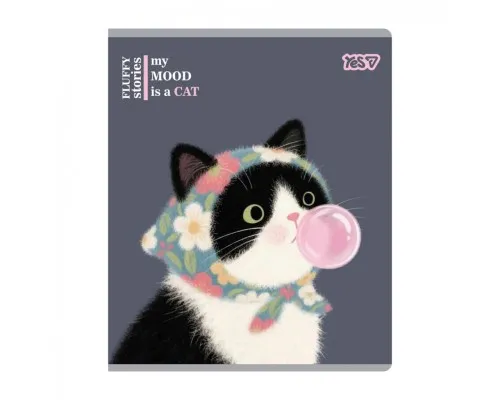 Зошит Yes My mood is a cat А5 12 аркушів коса лінія (768607)
