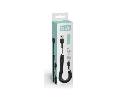 Дата кабель USB 2.0 AM to USB-C 1.0m spiral black ColorWay (CW-CBUC051-BK)